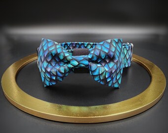 Dragon Scales Adjustable Dog Collar and Removable Bow Tie
