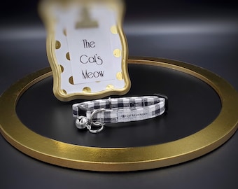 Black Gingham Cat Collar/ Buffalo Plaid Collar for Cats/ Checkered Designer Gifts for Cats