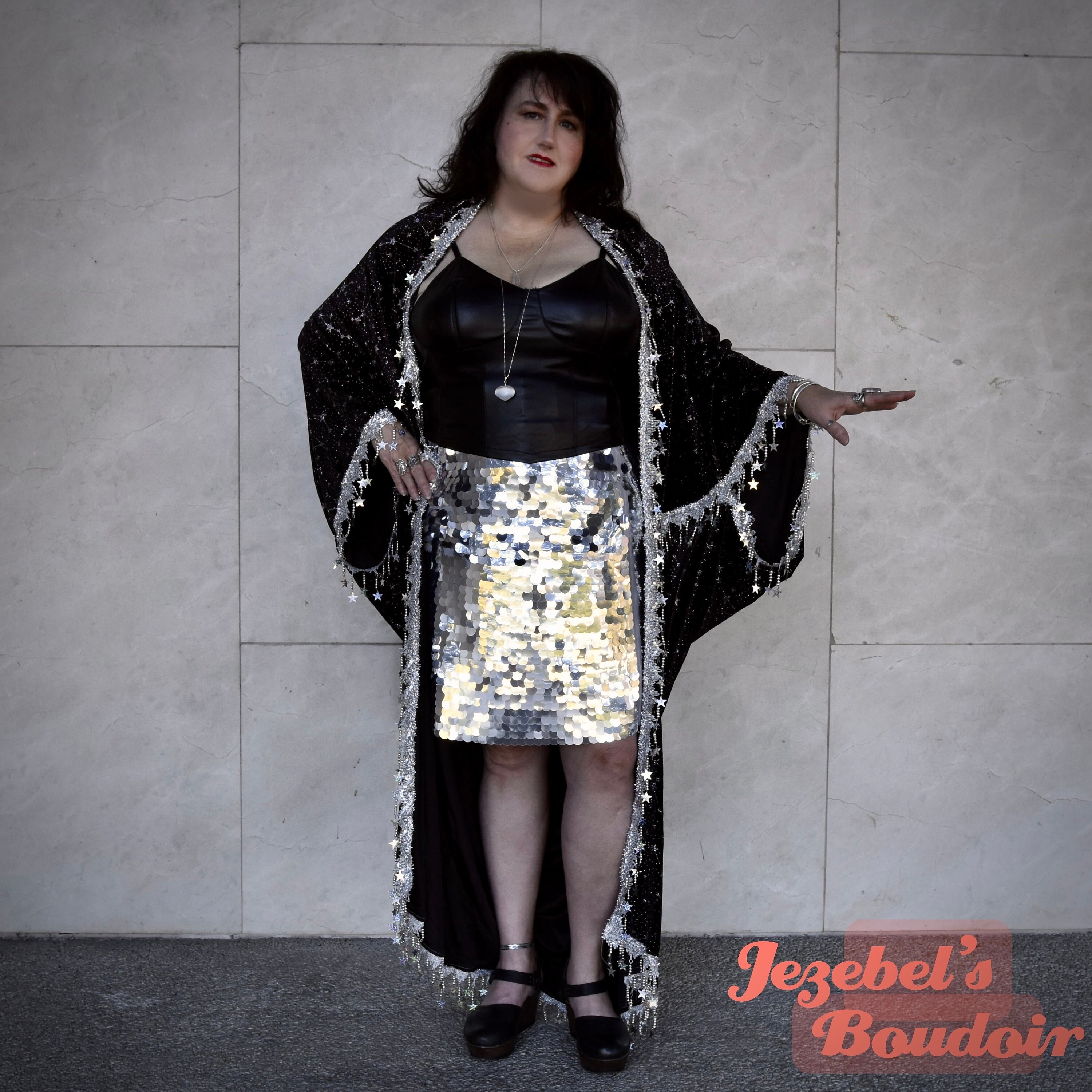 Celestial Velvet Bat Wing Kimono, Fortune Teller Star Fringe Duster ...
