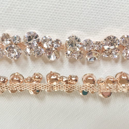 Rose Gold Rhinestone Trim by the Yard wholesale Gold Bridal Etsy