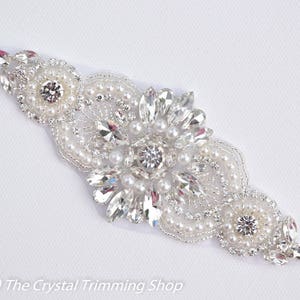 5&quot; kleine Crystal Silver Strass stoffen - DIY Baby hoofdband bruids kousenband benodigdheden - bruids stoffen hotfix Crystal motief [TR-095]
