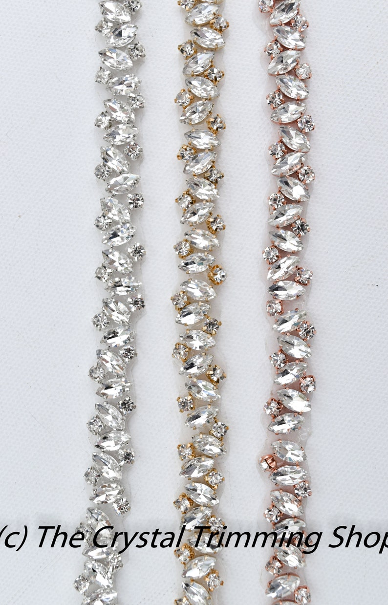 Rhinestone Trim by the Yard Wholesale Bridal Trim-Bridal Belt Thin Crystal Rhinestone Trim Sew-On Rhinestone Applique Tr90M image 6