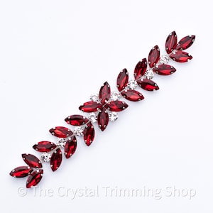 Aplique de diamantes de imitación de metal con piedras rojas - Pequeño adorno de diamantes de imitación - Aplique de cristal rojo, tela para traje de baile - Adorno de diamantes de imitación para coser