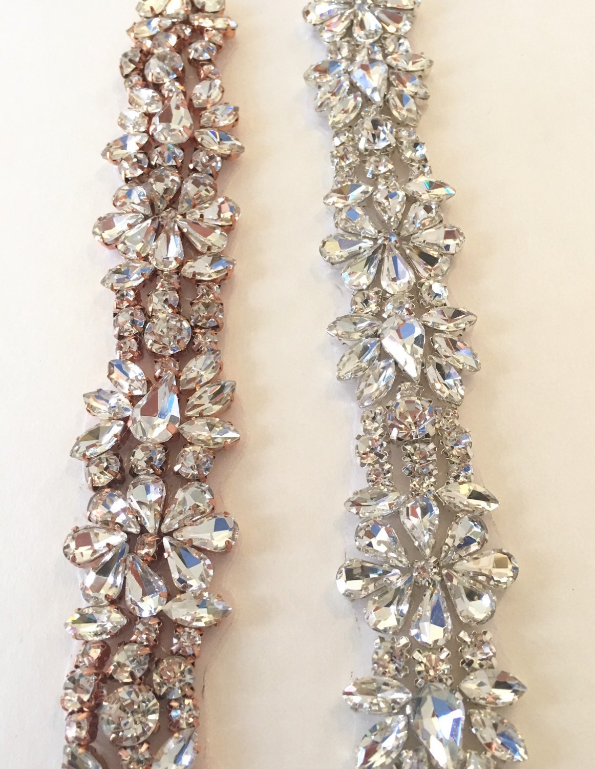 Crystal Rhinestone Trim by the Yardwholesale Rose Gold Bridal Etsy