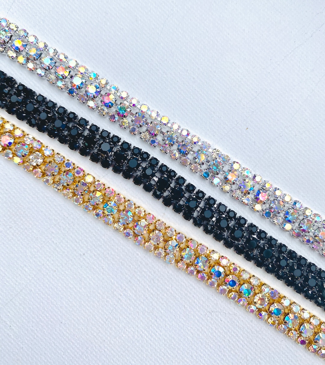 Ab Rhinestone Trim Thin AB Iridescent Crystal Rhinestone Trim by the Yard - Wholesale ...