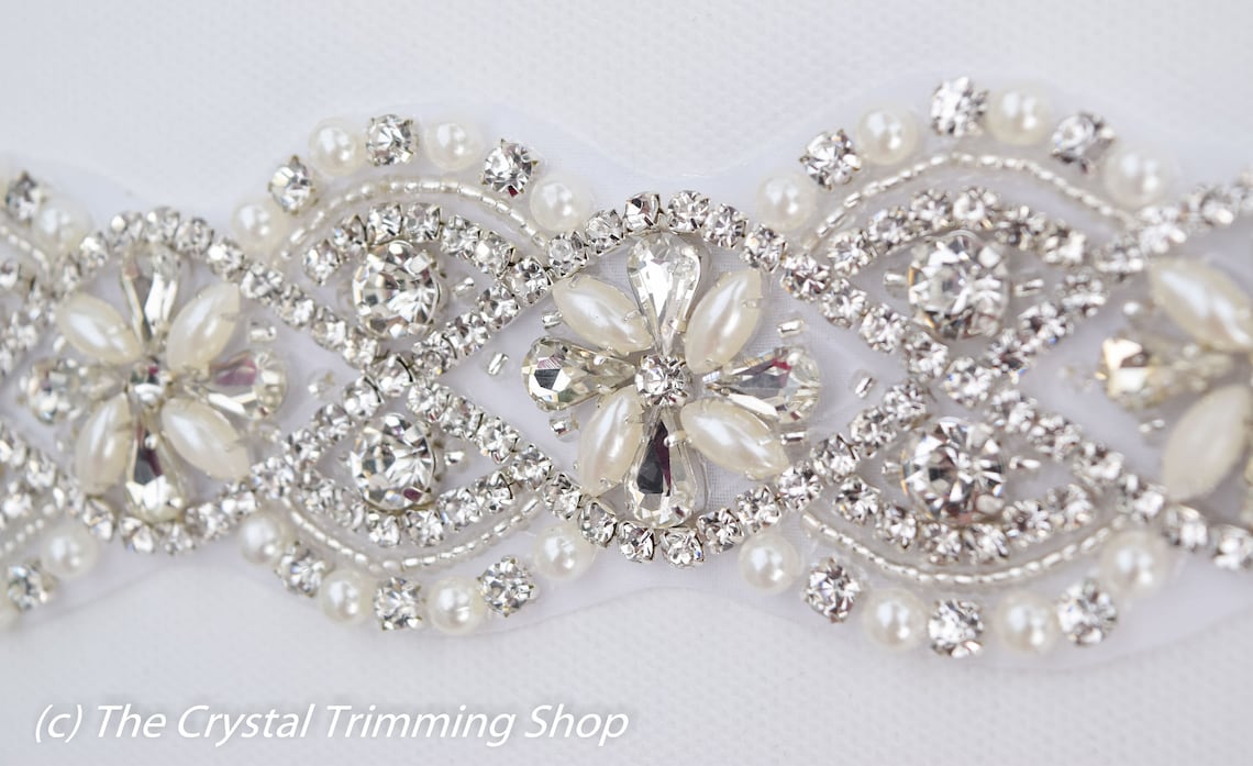 Crystal Rhinestone and Pearl Trim by the Yard wholesale Etsy