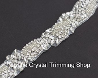 Bridal Rhinestone Trim Banding for wedding dress- Crystal Applique Trim by the yard