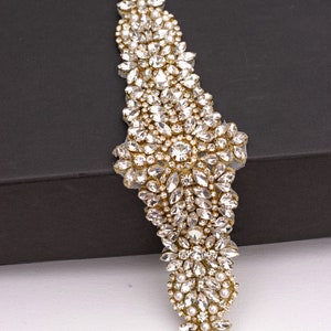 Gold Rhinestone Applique- Rhinestone Motif - Wedding Applique- DIY Wedding Supplies- DIY Garter or Bridal Belt TR28