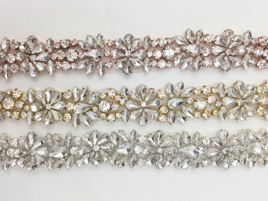 Crystal Rhinestone Trim by the Yardwholesale Rose Gold Bridal Etsy