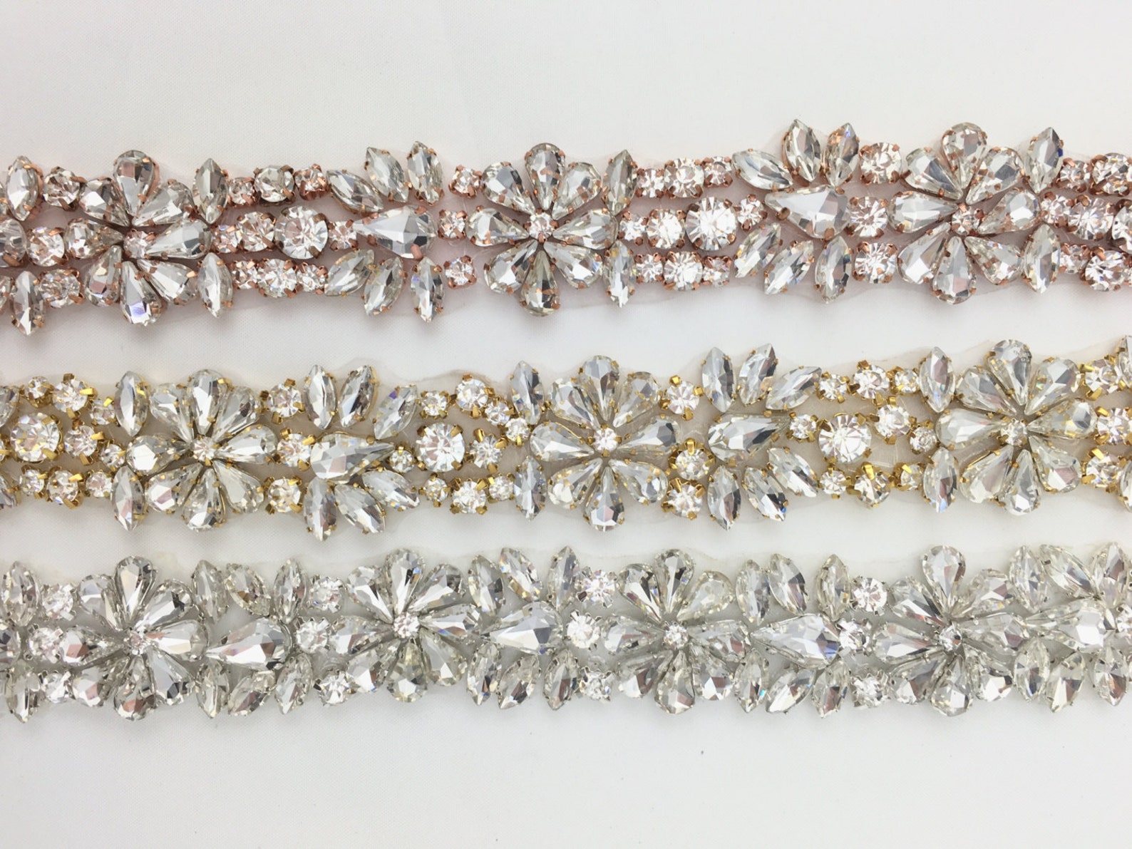 Crystal Rhinestone Trim by the Yardwholesale Rose Gold Bridal Etsy