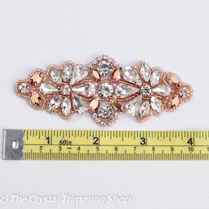 4&quot; kleine Crystal rose gouden Strass Applique -DIY Baby Hoofdband kousenband Supplies - rose gouden bruids Applique hotfix Crystal motief- TR106