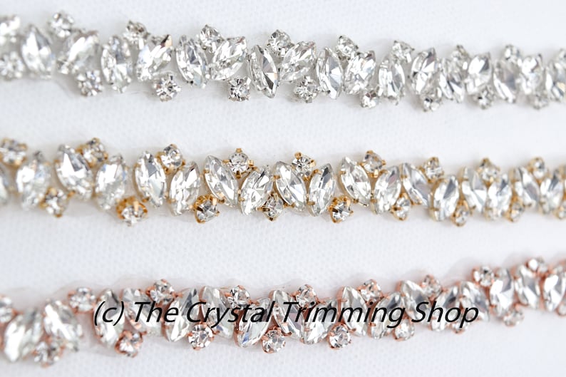 Rhinestone Trim by the Yard Wholesale Bridal Trim-Bridal Belt Thin Crystal Rhinestone Trim Sew-On Rhinestone Applique Tr90M image 4