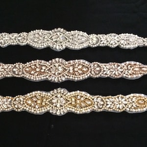 Wholesale Gold Crystal Rhinestone Applique - Wholesale Rose Gold Bridal Trim - Gold Bridal Applique - Gold Crystal Applique