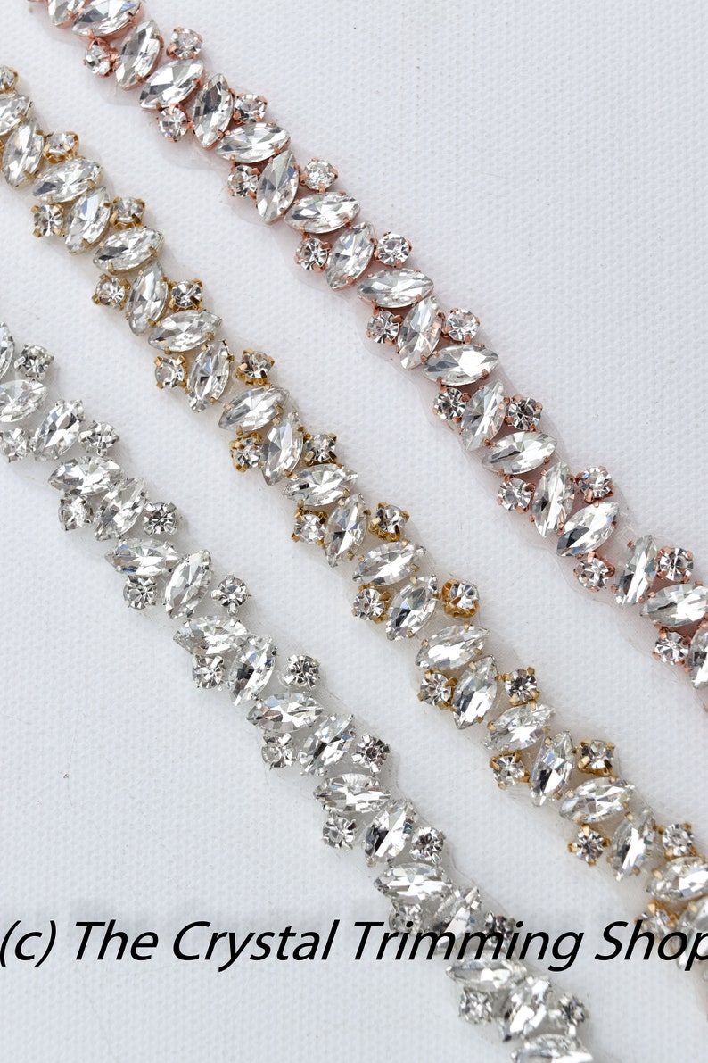 Rhinestone Trim by the Yard Wholesale Bridal Trim-Bridal Belt Thin Crystal Rhinestone Trim Sew-On Rhinestone Applique Tr90M image 5