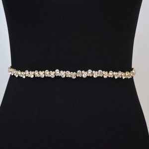 Gold Rhinestone Trim by the Yard -Wholesale gold Bridal Trim- Gold Thin Crystal Trimming cupchain -gold Rhinestone Applique [TR-001]