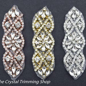 4&quot; kleine Crystal rose gouden Strass stoffen DIY Baby hoofdband bruids kousenband leveringen - rose gouden bruids stoffen hotfix Crystal motief TR21