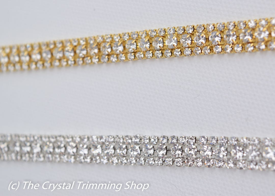 Gold Crystal Rhinestone Trim by the Yard Wholesale Gold Bridal Trim