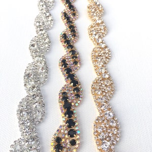 Crystal Rhinestone Trim by the Yard - Wholesale gold Bridal Trim - Thin Crystal Trimming cupchain - gold Rhinestone Applique [TR40]