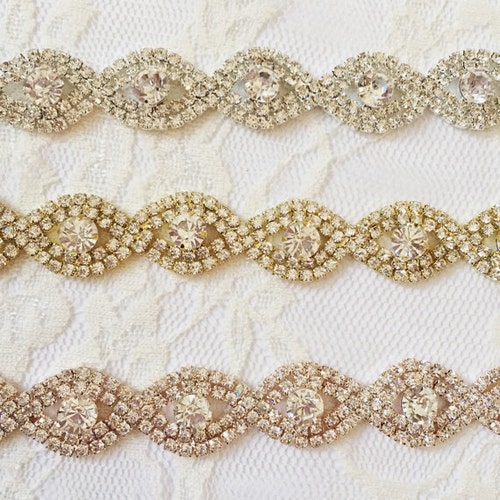 Crystal Rhinestone Trim by the Yardwholesale Rose Gold Bridal Etsy