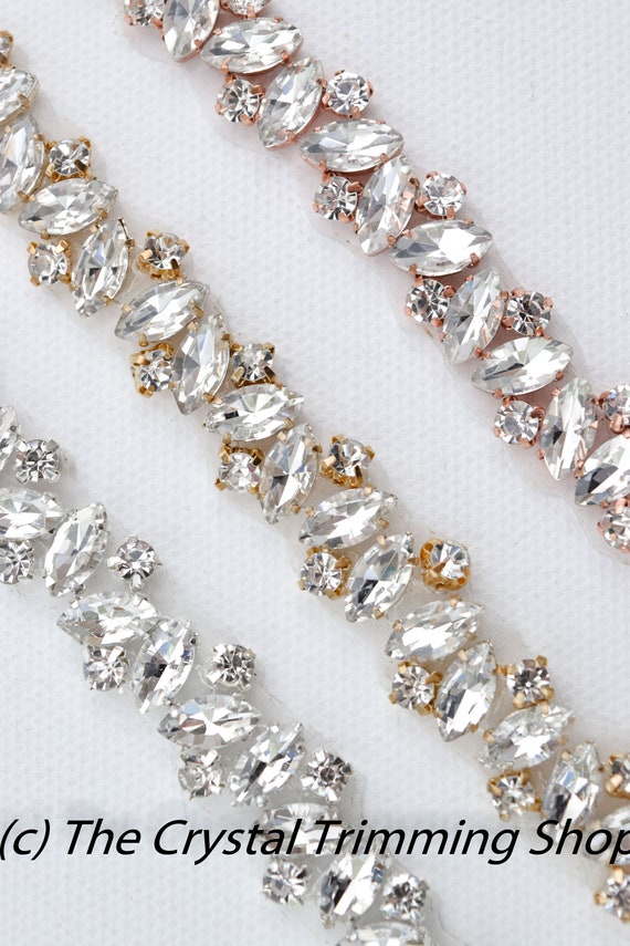 Rhinestone Trim by the Yard Wholesale Bridal Trim-bridal Belt Thin Crystal Rhinestone  Trim Sew-on Rhinestone Applique Tr90m 