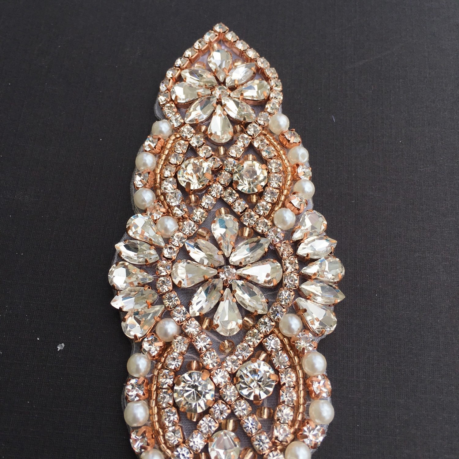 Rose Gold Rhinestone Applique Wholesale Bridal Trim DIY Etsy