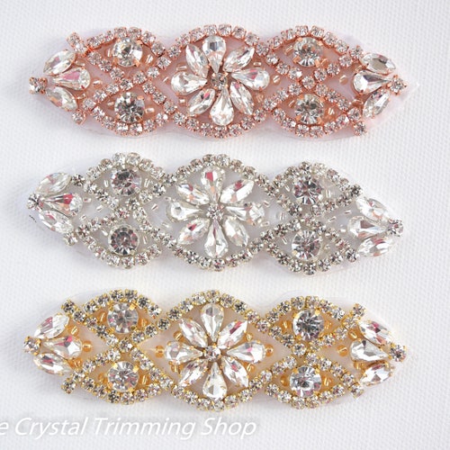 ATTRACTIVE BRAIDED GOLD FLORAL WITH PEARL & CRYSTAL APPLIQUÉ/MOTIF pack of Six 