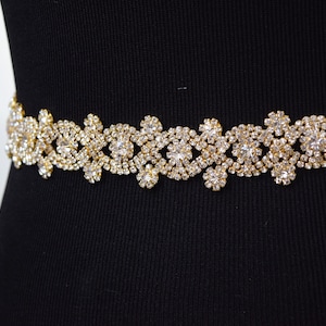 Gold Crystal Rhinestone Trim by the Yard - Wholesale Gold Bridal Trim - 1" rhinestone banding- Metal Rhinestone Applique Cupchain [TR 35]