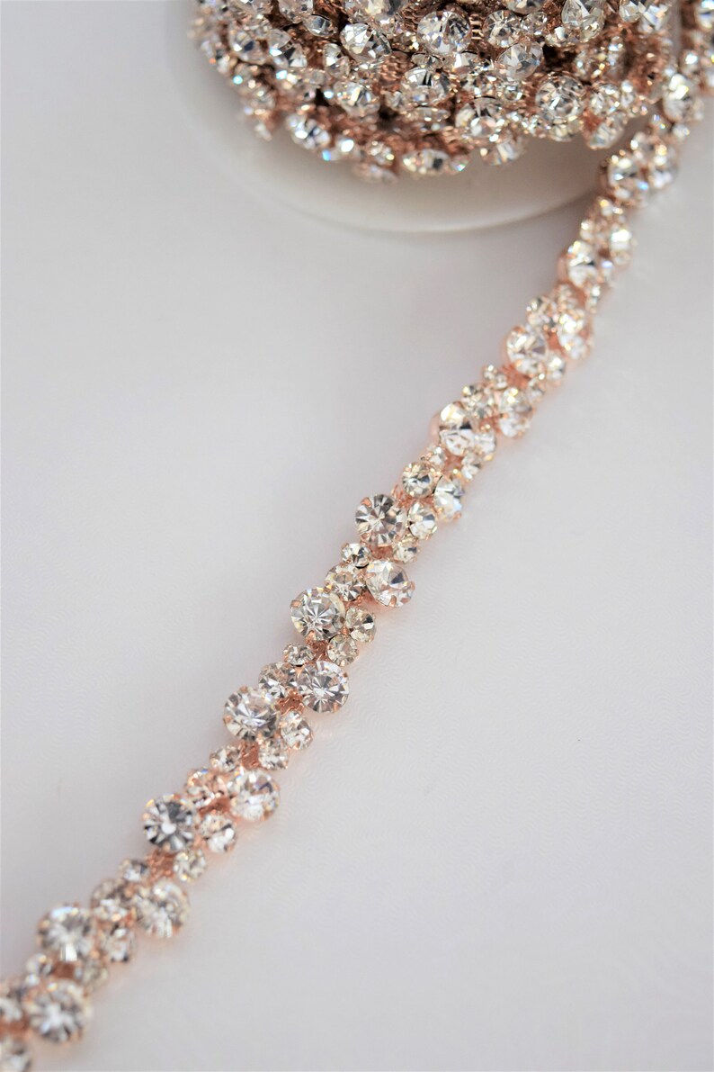 Rose Gold Rhinestone Trim by the Yard Wholesale gold Bridal Etsy