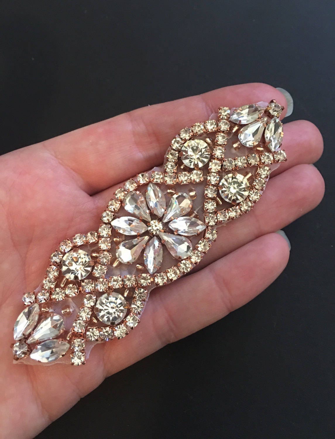 4 Small Crystal Rose Gold Rhinestone Applique DIY Baby - Etsy