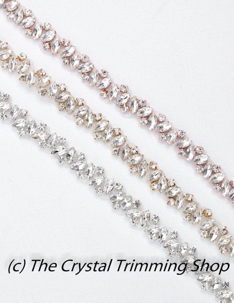 Rhinestone Trim by the Yard Wholesale Bridal Trim-Bridal Belt Thin Crystal Rhinestone Trim Sew-On Rhinestone Applique Tr90M image 2