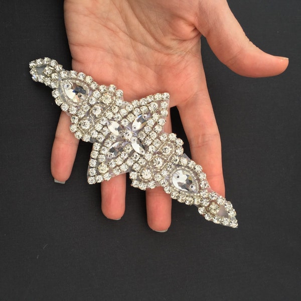 Crystal Rhinestone Applique - Wholesale Bridal Trim - DIY Baby Headband Supplies - Bridal Applique - Crystal Applique -  [TR-056]