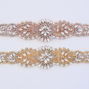 Wholesale Gold Crystal Rhinestone Applique - Wholesale Rose Gold Bridal Trim - Gold Bridal Applique - Gold Crystal Applique