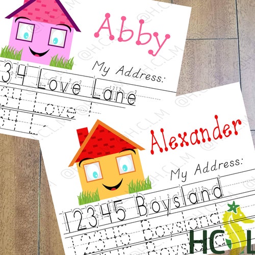 Kids Address Tracing Worksheet Learn Your Address I Know My Etsy