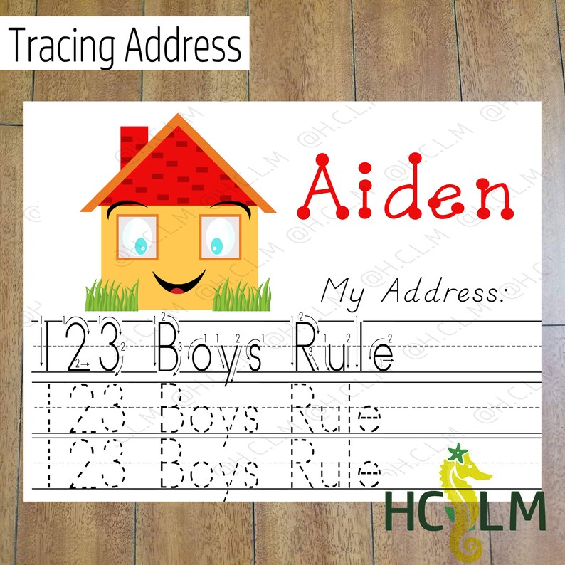 Kids Address Tracing Worksheet Learn Your Address I Know My Etsy