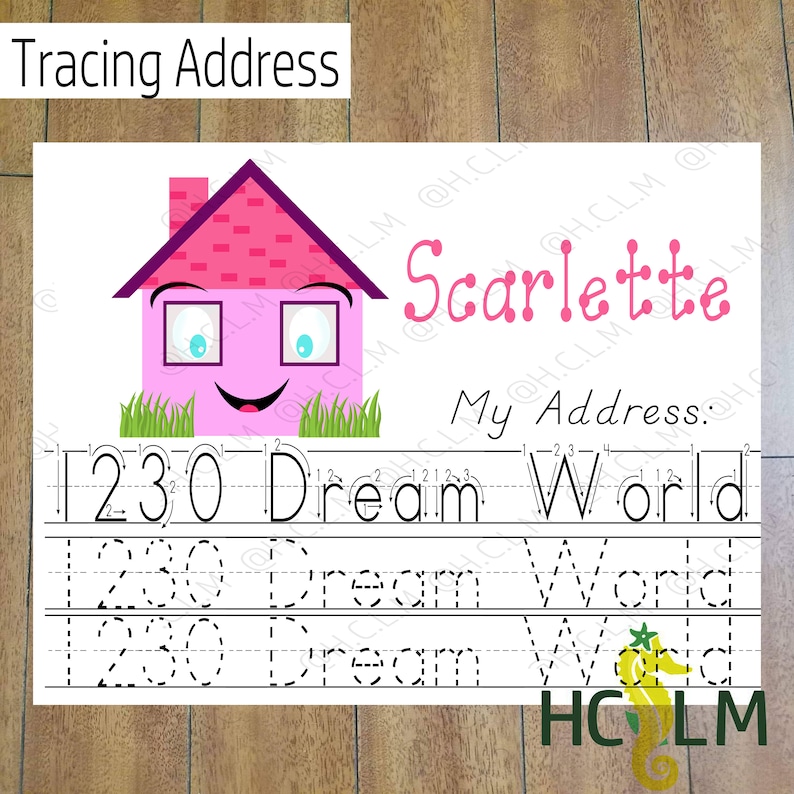 Kids Address Tracing Worksheet Learn Your Address I Know My Etsy