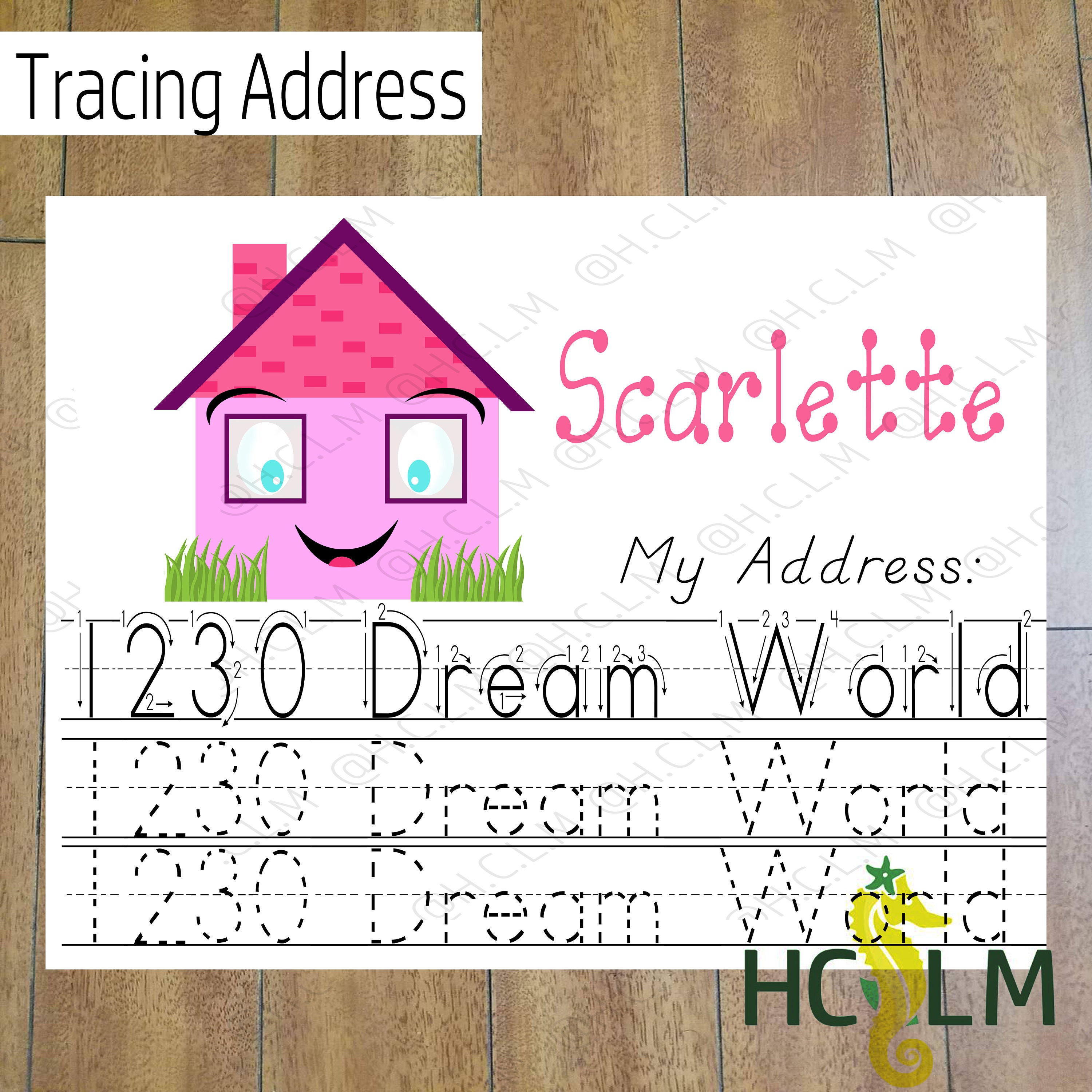 Kids Address Tracing Worksheet Learn Your Address I Know My Etsy