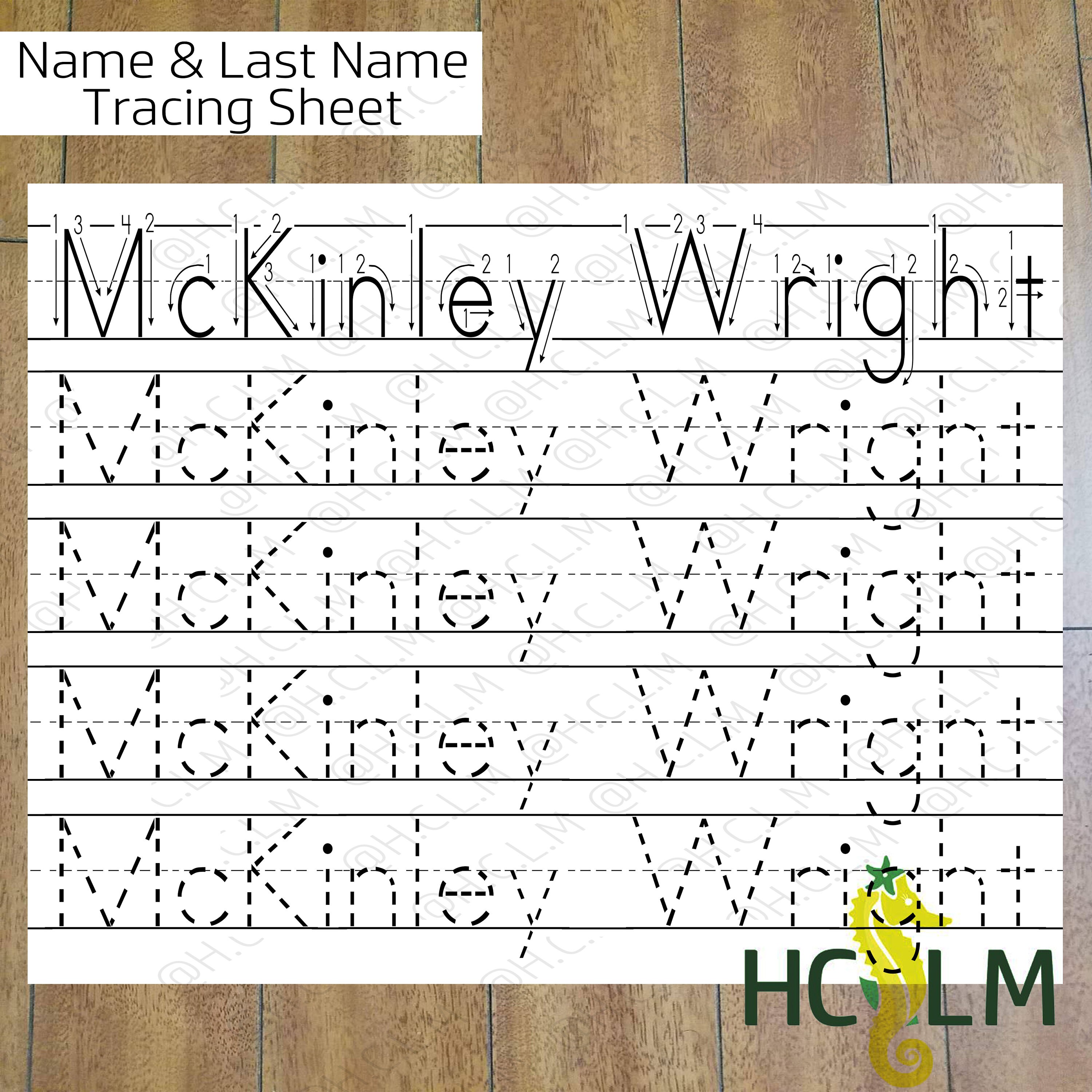 Kids First & Last Name Tracing Worksheet Learning to Write Etsy