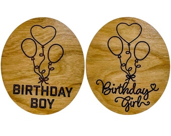 Plywood Birthday Badges, Birthday badges, Birthday, Birthday brooches, Birthday party,  Gender Neutral brooch, Gifts, Personalized gift