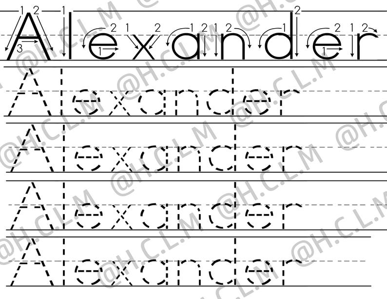 kids name tracing worksheet learning to write childrens etsy