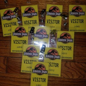 Jurassic Park Jurassic World Badges Visitors Badges VIP Visitors Badges  Park Rangers Badges Park Security Badges Party Favor Prop