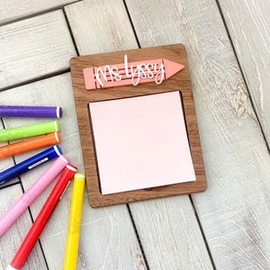 Teacher Notepads, Wooden notepad holders, Personalize wood holders, Educator notepads, Laser engraved notepads, Apple shaped notepads