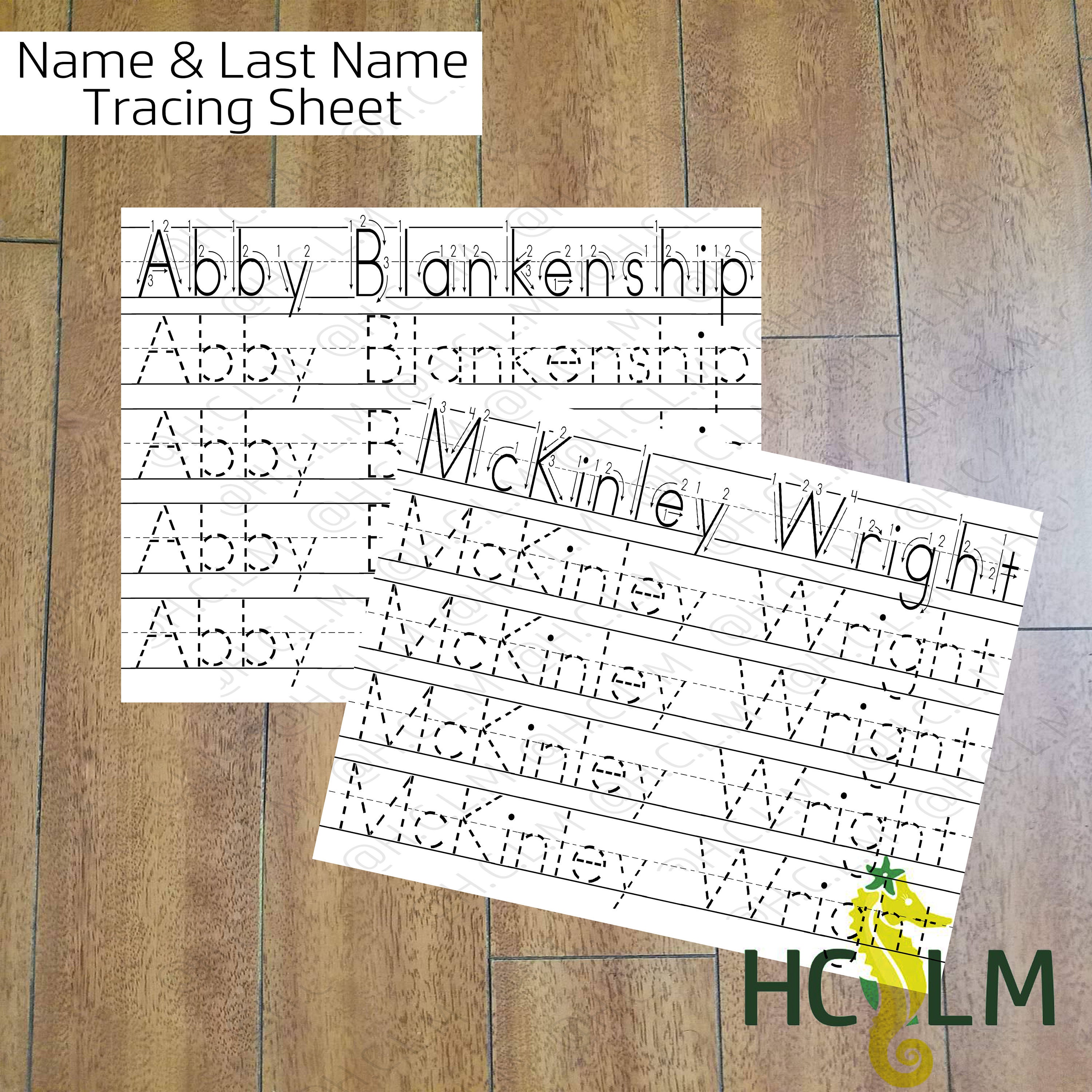 Kids First & Last Name Tracing Worksheet Learning to Write Etsy