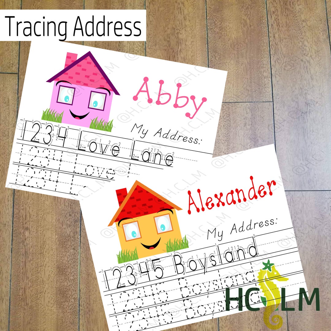 Kids Address Tracing Worksheet, Learn Your Address, I Know My Address