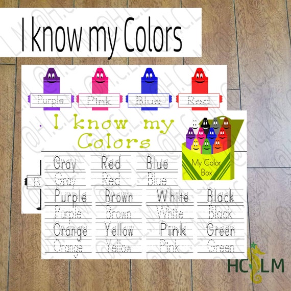 I know my colors Kids tracing sheet Colors tracing Sheet | Etsy
