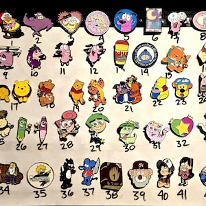 Cartoon Emaille Pins, 90's Cartoons, Pins, Flintstones, Futurama, Family Guy, Beaves, Butthead, Pinky, the Brain, die Simpsons, Adventure Time