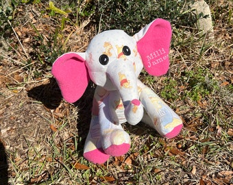 Receiving blanket stuffed animal, keepsake elephant, bear, giraffe, rocket ship, dolphin, octopus, memory stuffed animal