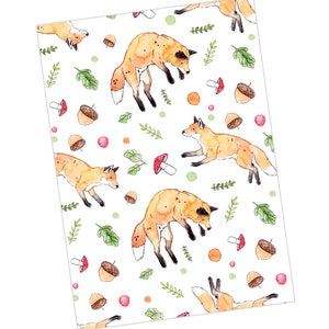 Paperback Notebook | Fox Pattern | Animal Stationery | Watercolor Illustration | Printed in Quebec | Handmade | Lined Notebook | Art Notebook