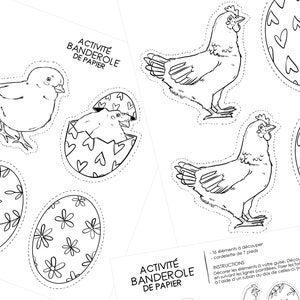 GUIRNALDA DE PASCUA HÁGALO USTED MISMO| Pollo Chick Coco | | de papel de bricolaje | de bricolaje Marie-Ève Arpin|  | Ilustración Primavera