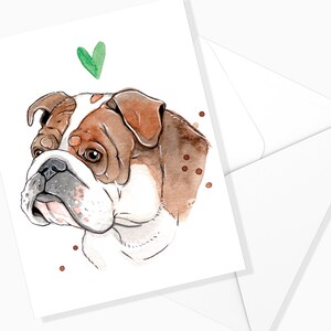Carte de Souhaits Bouledogue Anglais | Papeterie de Chien | Illustration Chien | Fait au Québec | Carte de Chien | Canin | Aquarelle Chien