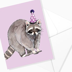 Carte Anniversaire Raton Laveur | Papeterie de Fête | Illustration Animaux | Fait au Québec | Carte de Souhaits | Forêt | Aquarelle